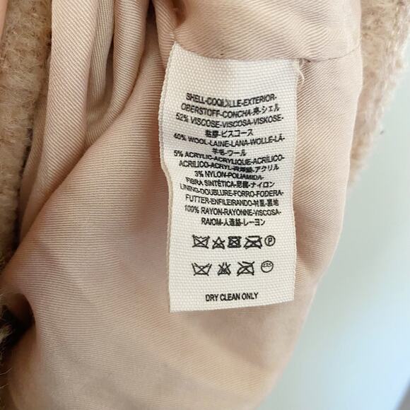 Free People Tan Camel Wool Blend Pockets Mid Length Warm Lined Jacket Top Coat - Picture 4 of 7